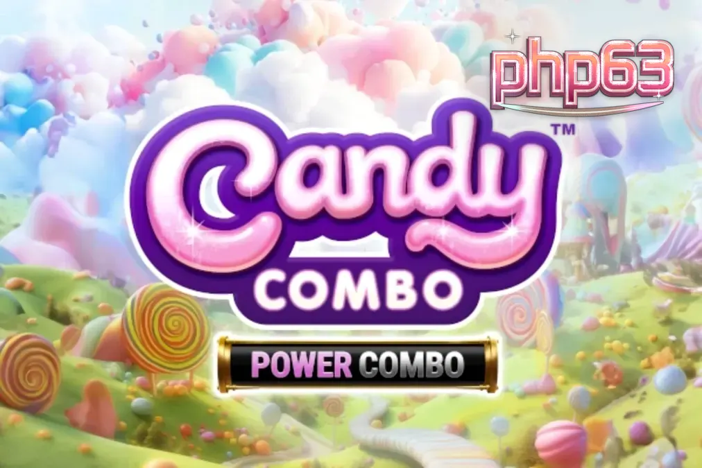 Makulay na candy-themed slot machine na may mga simbolo ng kendi at mahiwagang kastilyo sa background.